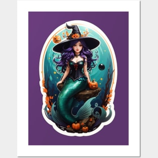 Cute Sage Sea Mermaid Witch Posters and Art